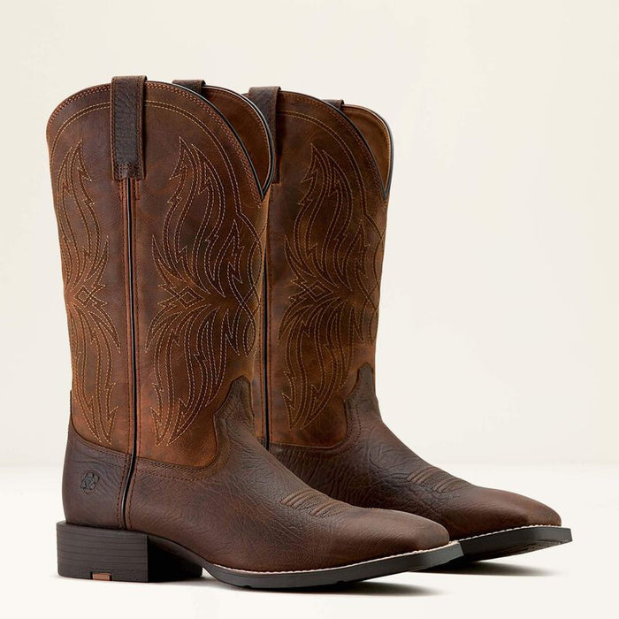 Ariat Men's Sport Rustler Wide Square Toe Cowboy Boot in Toffee