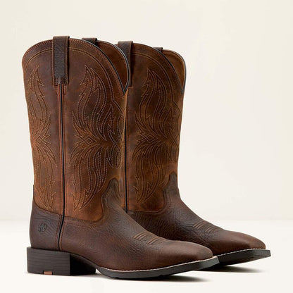 Ariat Men's Sport Rustler Wide Square Toe Cowboy Boot in Toffee