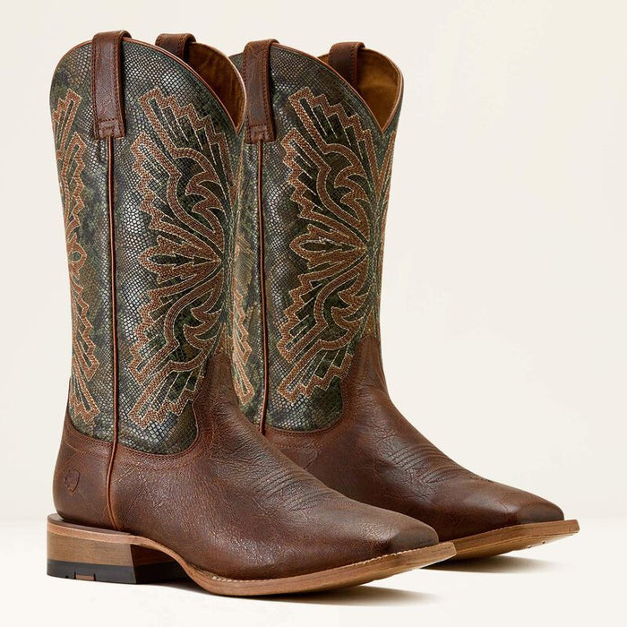Ariat Men's Sting Snake Print Wide Square Toe Cowboy Boot in Warm Cognac