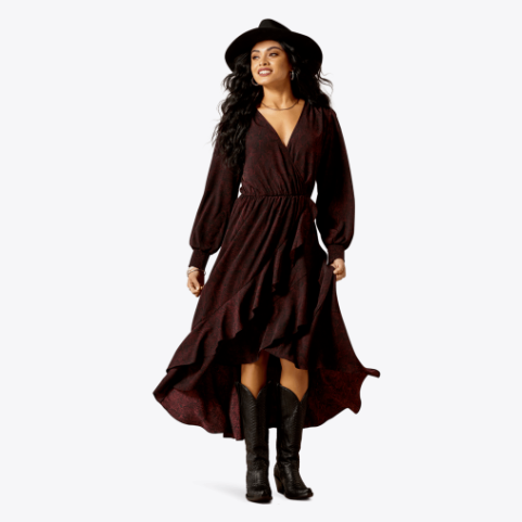 Ariat Women's L/S Arizona High Low Dress Python Print Dress in Port Royale