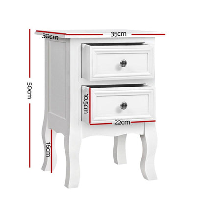 Artiss Bedside Table 2 Drawers - BISSET White -Home Living Store - -