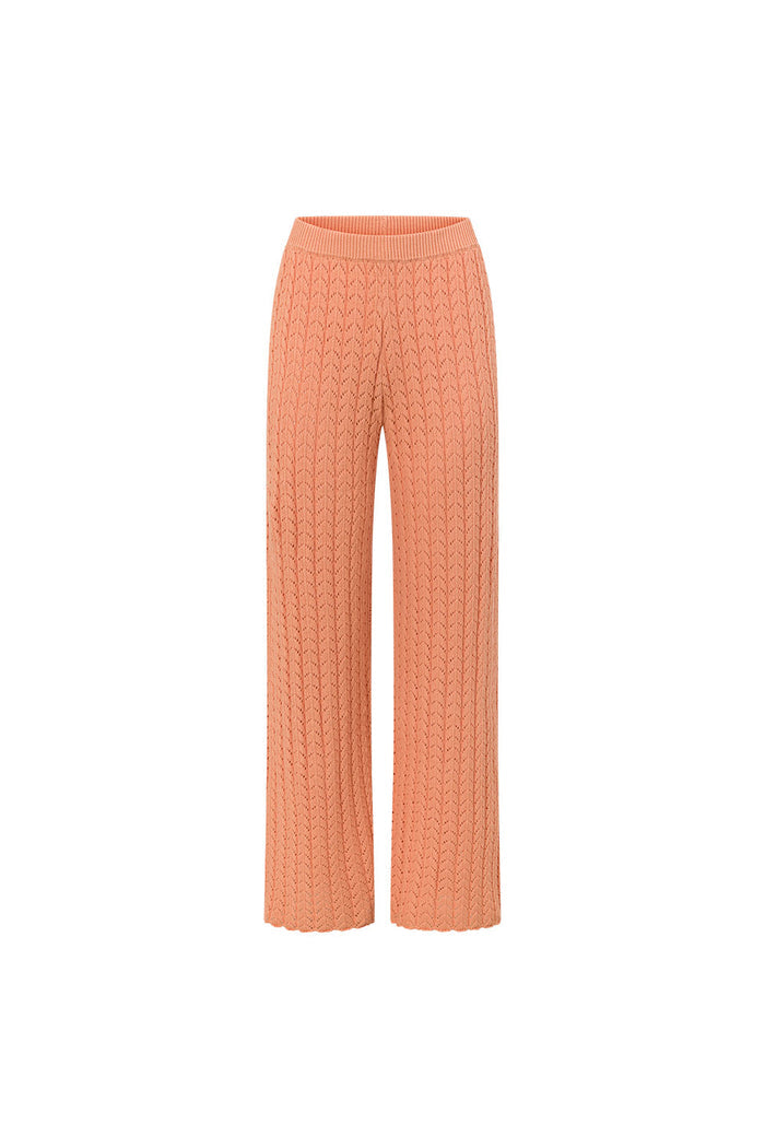 Coral Pointelle Knit High Waist Athena Pants