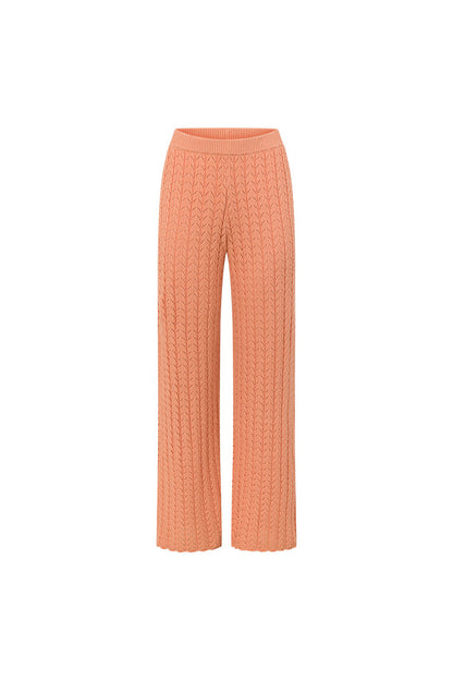 Coral Pointelle Knit High Waist Athena Pants