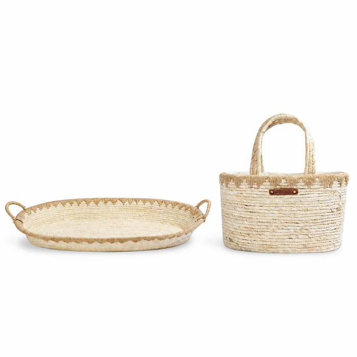 Avery Row - Baby Changing Bundle- Maize Changing Basket & Nappy Caddy - Mabel & Fox