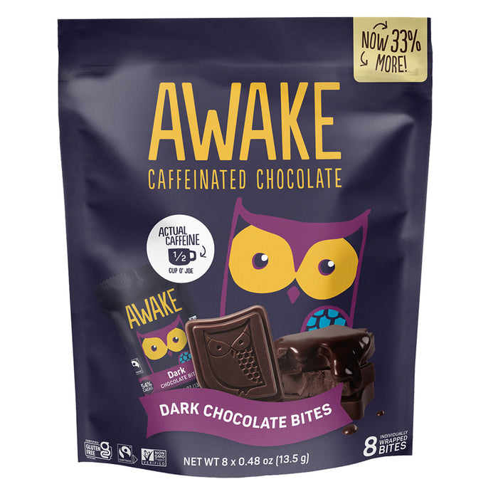 Awake Caffeinated Choc Dark Chocolate Bites - 10 Count