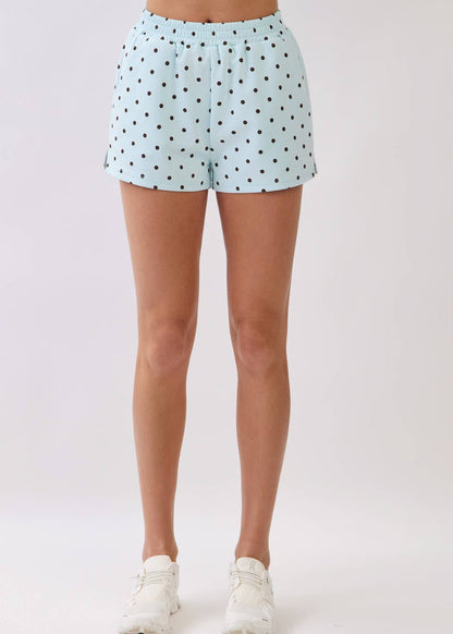 tcec baby blue brown polka dot set short