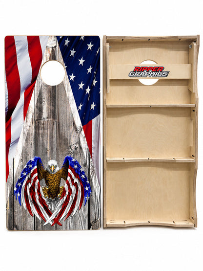 Bald Eagle American Flag Cornhole Design