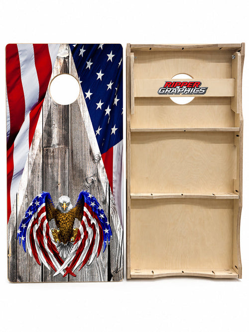 Bald Eagle American Flag Cornhole Design