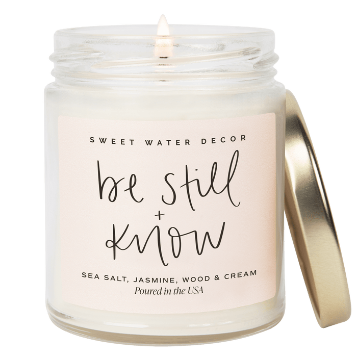 Be Still and Know Soy Candle - Clear Jar - 9 oz (Spa Day) - Sweet Water Decor - Candles