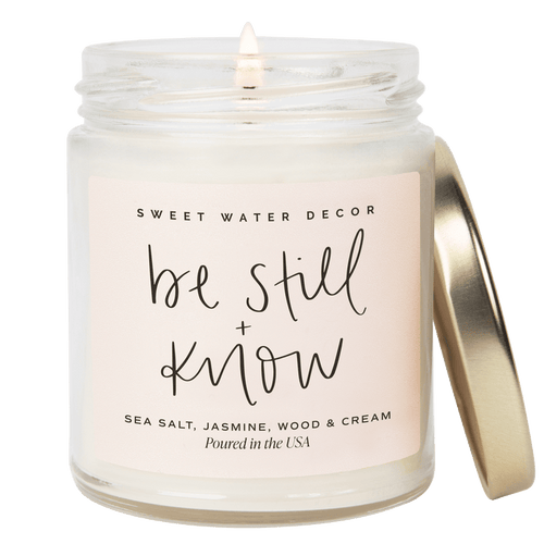 Be Still and Know Soy Candle - Clear Jar - 9 oz (Spa Day) - Sweet Water Decor - Candles