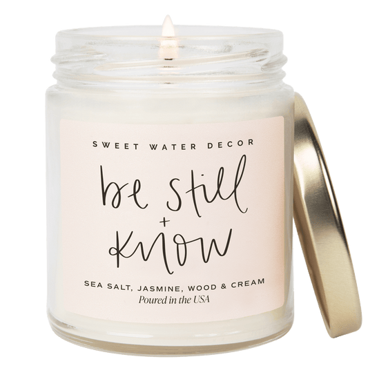 Be Still and Know Soy Candle - Clear Jar - 9 oz (Spa Day) - Sweet Water Decor - Candles
