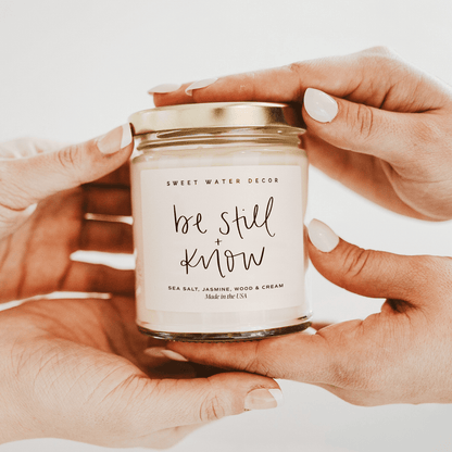 Be Still and Know Soy Candle - Clear Jar - 9 oz - Sweet Water Decor - Candles
