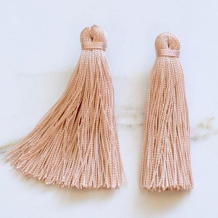 Beaded by W Medium Tassel Earrings - Blush Pink.