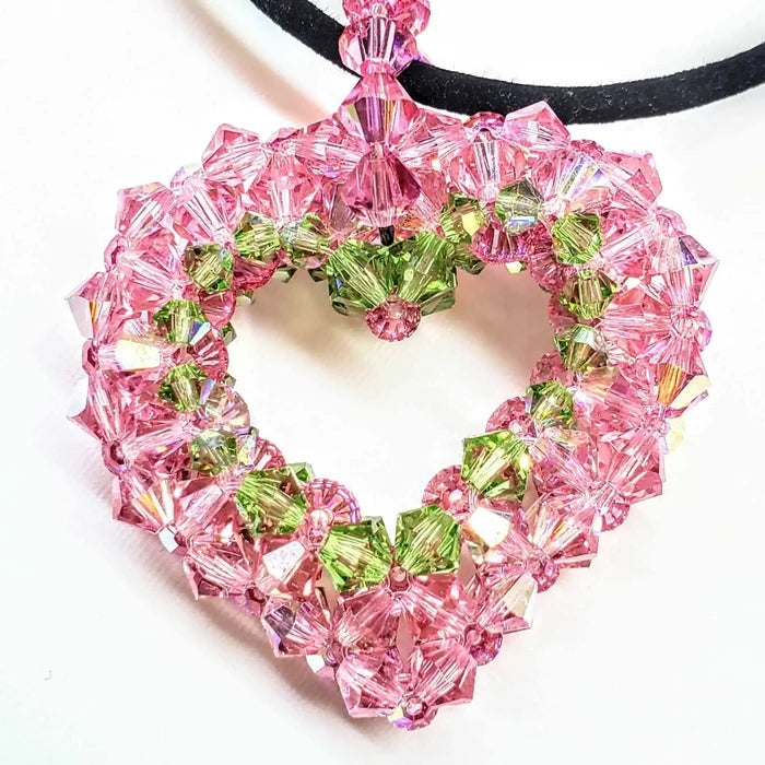 AMD1206-2 Beaded Open 3-D Crystal Heart Necklace AlexaJewelryNecklace$ 135.00Alexa Martha Designs