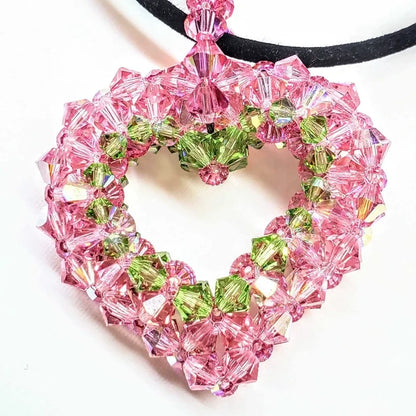 AMD1206-2 Beaded Open 3-D Crystal Heart Necklace AlexaJewelryNecklace$ 135.00Alexa Martha Designs