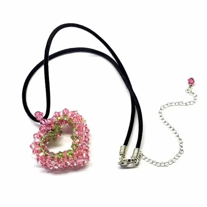 AMD1206-2 Beaded Open 3-D Crystal Heart Necklace AlexaJewelryNecklace$ 135.00Alexa Martha Designs