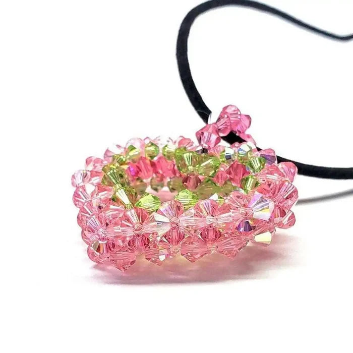 AMD1206-2 Beaded Open 3-D Crystal Heart Necklace AlexaJewelryNecklace$ 135.00Alexa Martha Designs