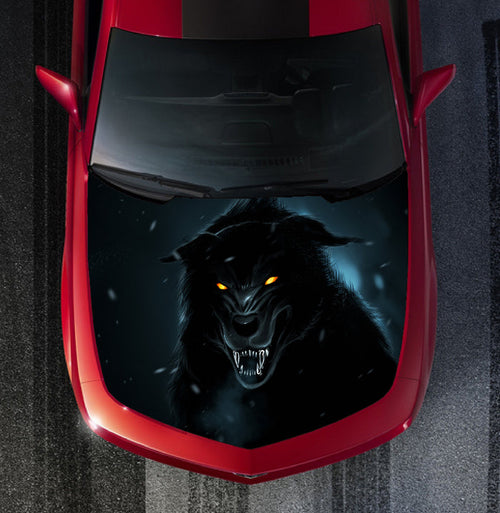 Big Bad Black Wolf Hood Wrap Vinyl Graphic Decal Sticker Wrap Car or Truck