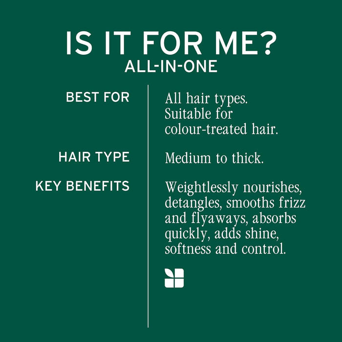 Biolage Professional All-In-One Multi-Benefit Oil 100ml suitable for all hair types, delivering lightweight nourishment, frizz control, shine and softness.
