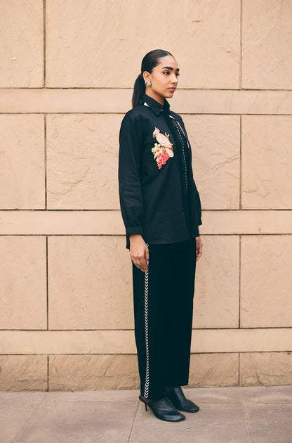 Black embroidered co ord set Singapore