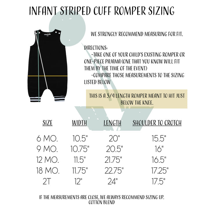 Black "It's My Beary First Birthday" First Birthday Romper with Striped Cuff