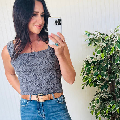 Black Seamless Jacquard Tank