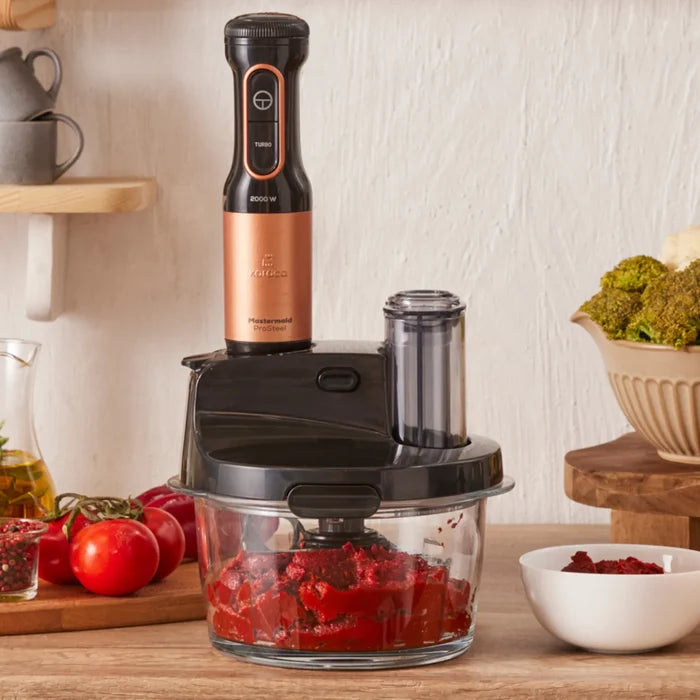 Blender Set Karaca Mastermaid Prosteel Long support pour mixeur, 6 couteaux, verre, 2500 W, cuivre noir