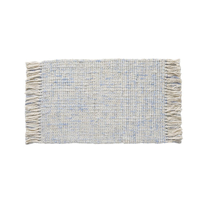 Blue Boucle Fringed Jute Doormat 90cm