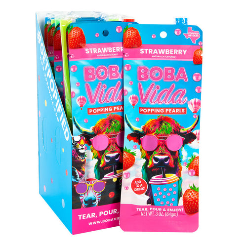Bobavida Strawberry Popping Boba Candy - 10 Count