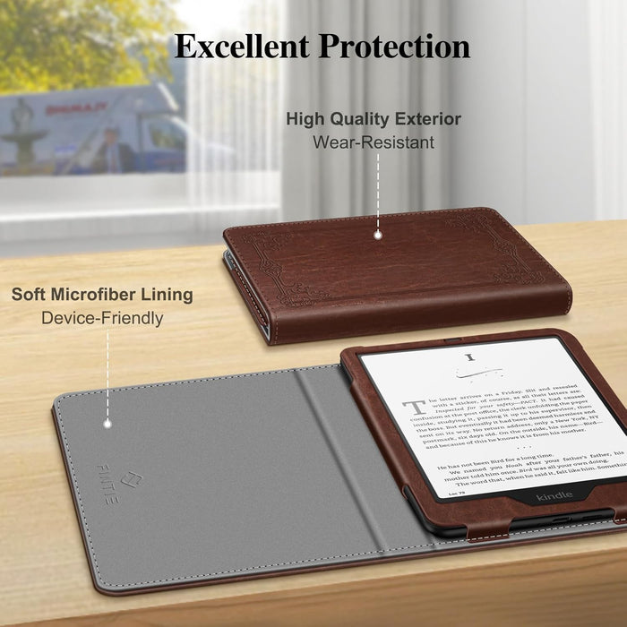Book-Style Vegan Leather Folio Case for Kindle Paperwhite 12th/11th Gen & Kindle Colorsoft | Fintie