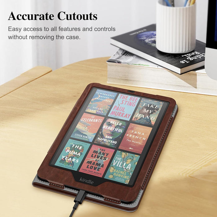 Book-Style Vegan Leather Folio Case for Kindle Paperwhite 12th/11th Gen & Kindle Colorsoft | Fintie