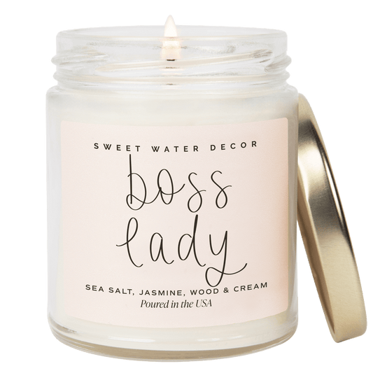 Boss Lady Soy Candle - Clear Jar - 9 oz (Spa Day) - Sweet Water Decor - Candles