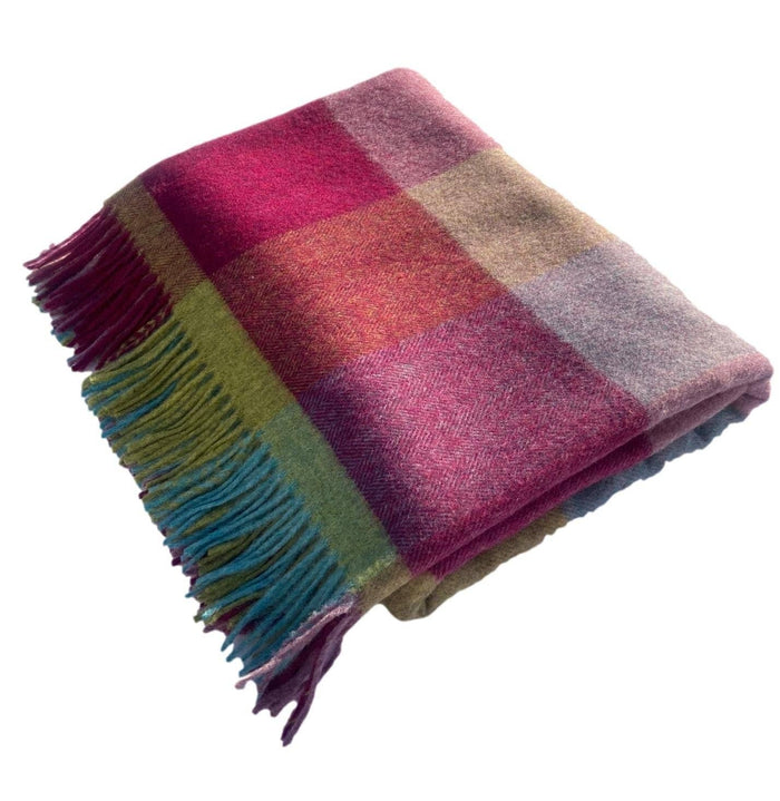 Boston Block Check Throw - Merino Lambswool Throw.