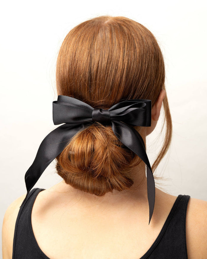 Brushworks Satin Hair Bow Duo – Black & White