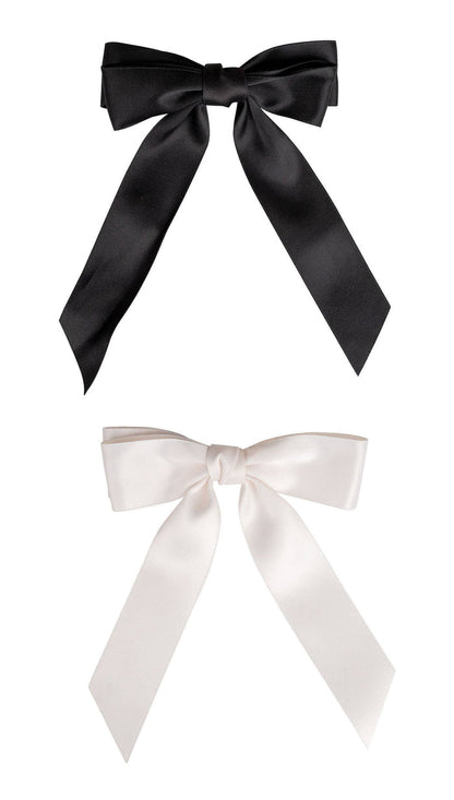Brushworks Satin Hair Bow Duo – Black & White