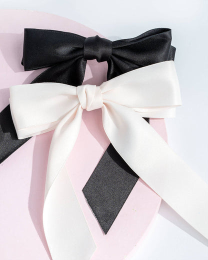 Brushworks Satin Hair Bow Duo – Black & White