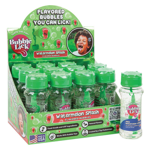 Bubblelick Watermelon Flavored Bubble Solution Bottles - 12 Count