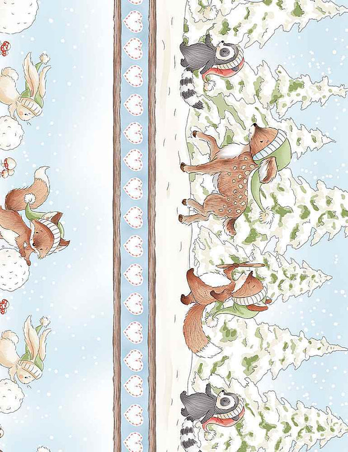 BUNNIES C7552-MULTI  WINTER ANIMAL 11" STRIPE