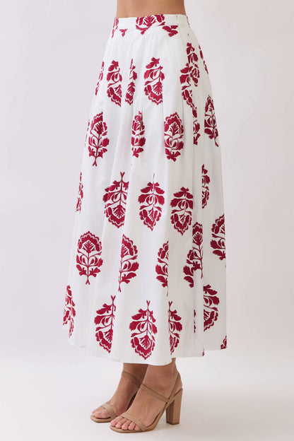 Burgundy Bloom Set Maxi Skirt