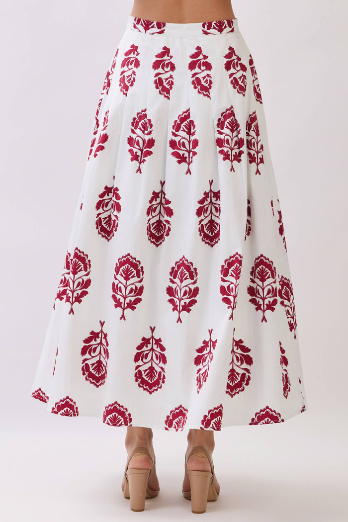 Burgundy Bloom Set Maxi Skirt