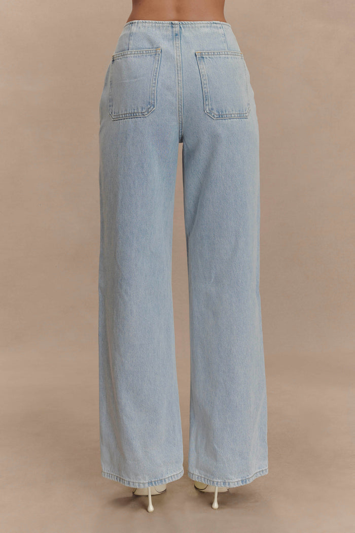 Caitlin Mid Rise Denim Jeans - Light Blue