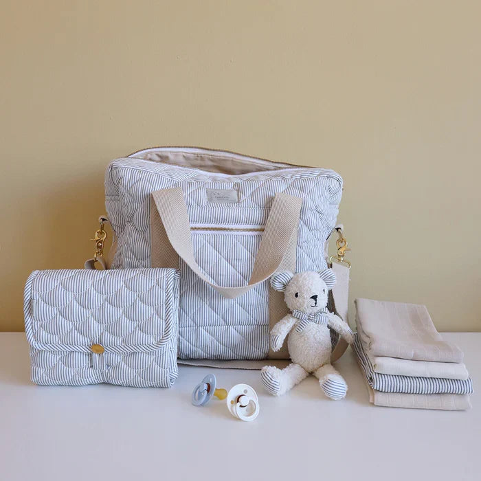 Cam Cam Copenhagen - Medium Changing Bag W/Pram Straps - Classic Stripes Blue - Mabel & Fox