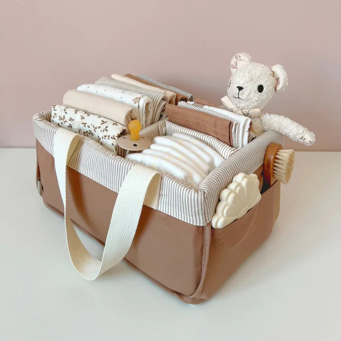Cam Cam Copenhagen - Nappy Caddy - Classic Stripes Camel - Mabel & Fox