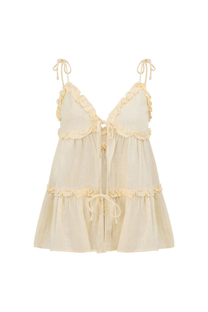 Cream Ruffle Strappy Tie Cantrell Top