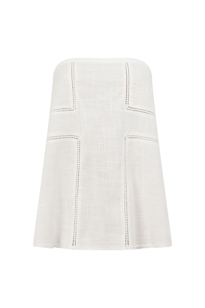 White Cheesecloth Strapless Flouncy Carissa Top