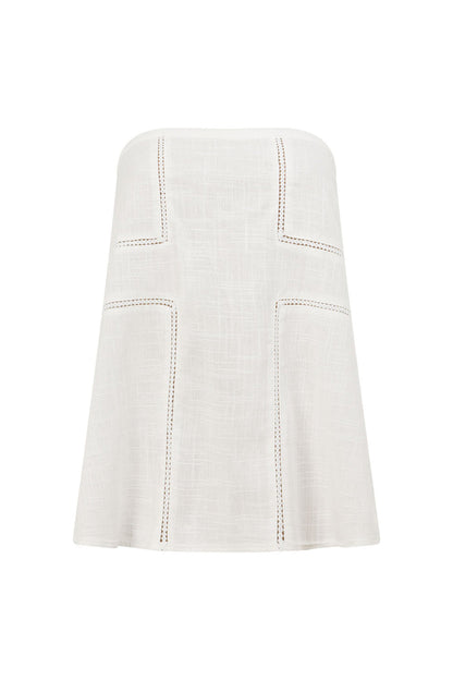 White Cheesecloth Strapless Flouncy Carissa Top