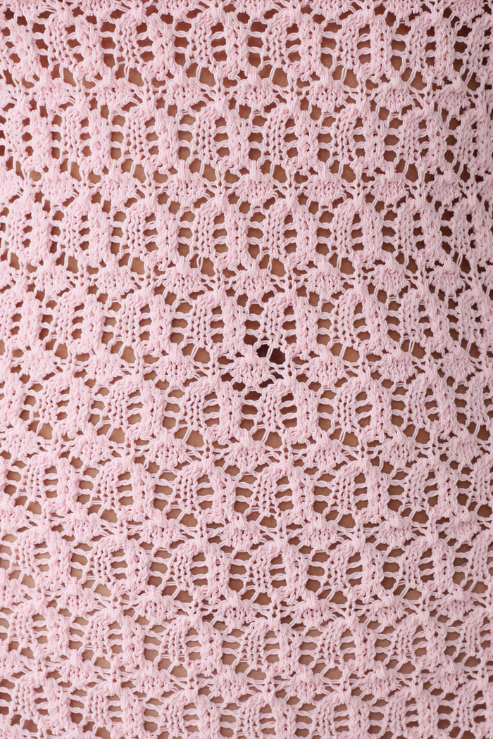 Carrisa Crochet Knit Mini Dress - Baby Pink