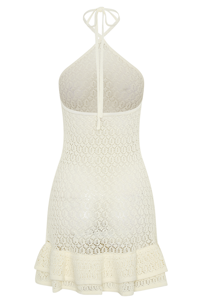 Carrisa Crochet Knit Mini Dress - White