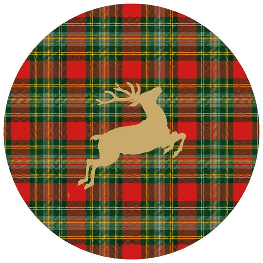 Caspari Reindeer Red Tartan Paper Placemats.