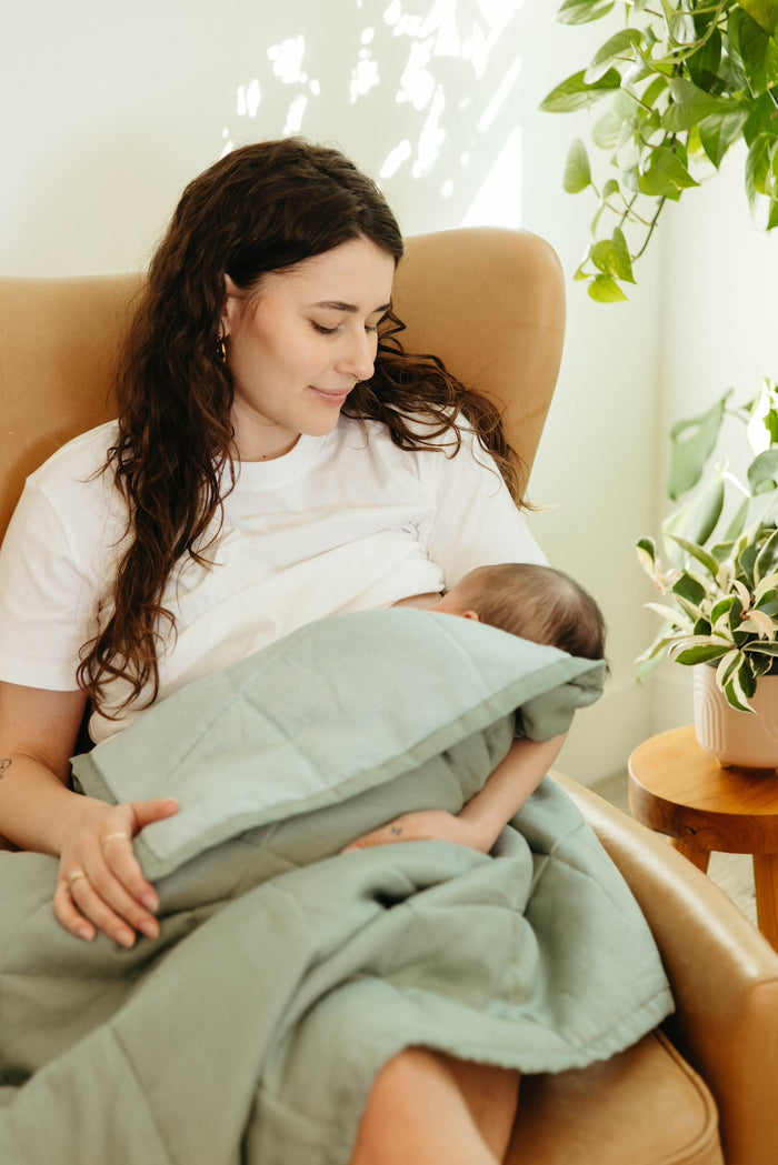 Cherry/Sparrow - Linen Quilted Blanket